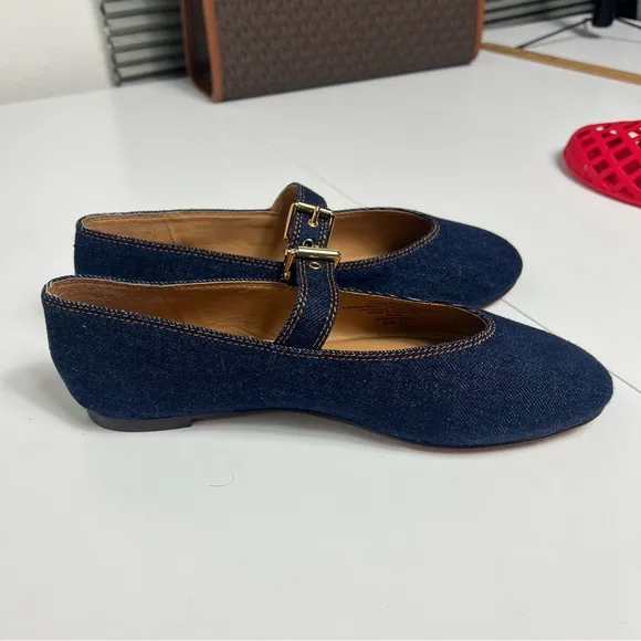 Madewell Blue Mary Jane Flats Color: Dark Denim Multi Size: 7 NWOT
