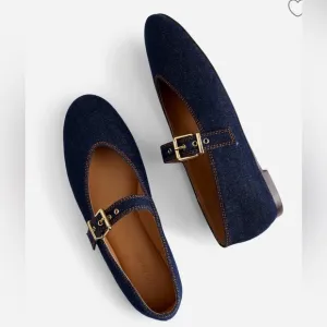 Madewell Blue Mary Jane Flats Color: Dark Denim Multi Size: 7 NWOT