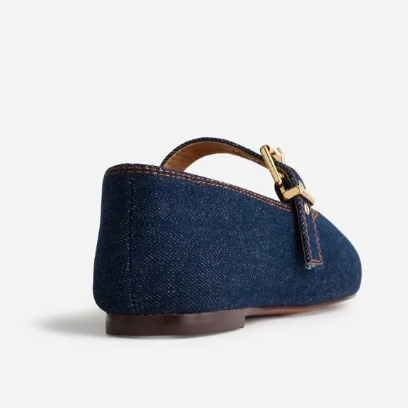 Madewell Blue Mary Jane Flats Color: Dark Denim Multi Size: 7 NWOT