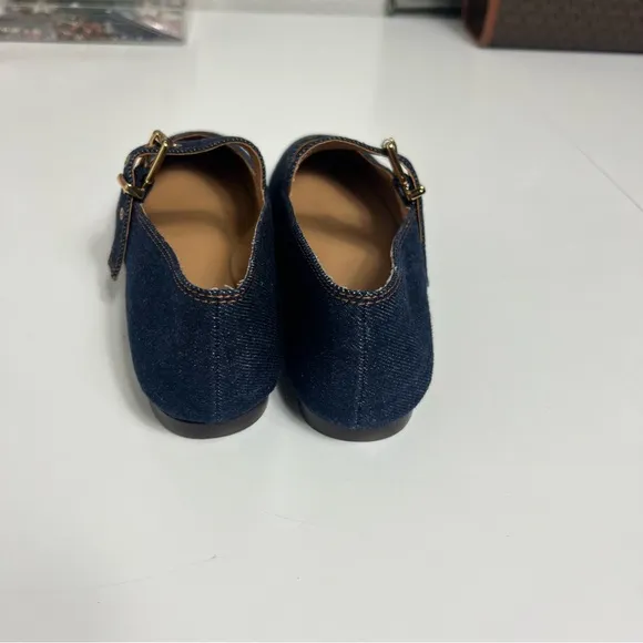 Madewell Blue Mary Jane Flats Color: Dark Denim Multi Size: 7 NWOT