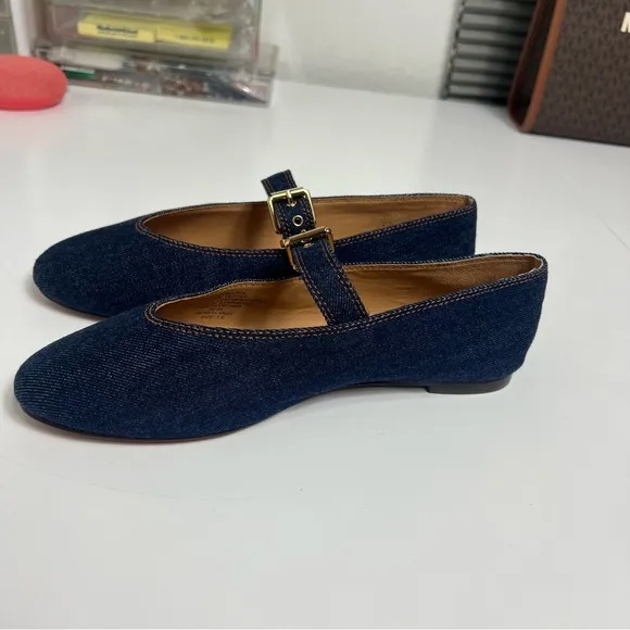 Madewell Blue Mary Jane Flats Color: Dark Denim Multi Size: 7 NWOT