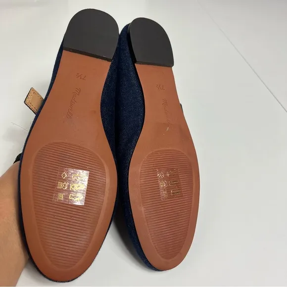 Madewell Blue Mary Jane Flats Color: Dark Denim Multi Size: 7 NWOT