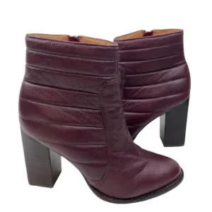 *Madewell Boots Womens 7.5 Lindley Quilted Ankle Wine Burgundy Side Zip Heeled