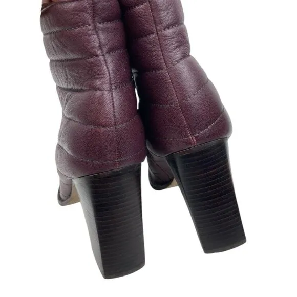 *Madewell Boots Womens 7.5 Lindley Quilted Ankle Wine Burgundy Side Zip Heeled