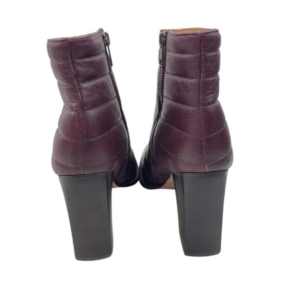 *Madewell Boots Womens 7.5 Lindley Quilted Ankle Wine Burgundy Side Zip Heeled