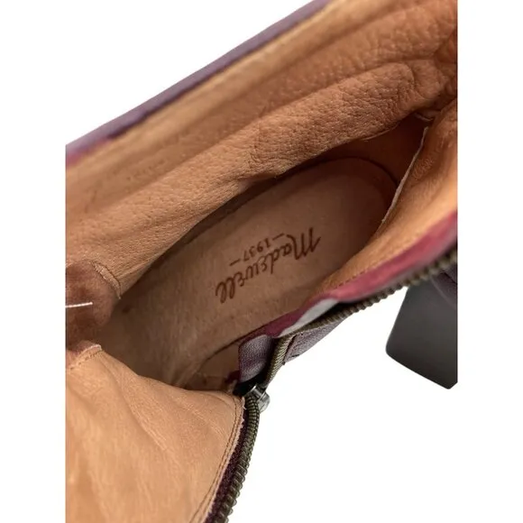 *Madewell Boots Womens 7.5 Lindley Quilted Ankle Wine Burgundy Side Zip Heeled