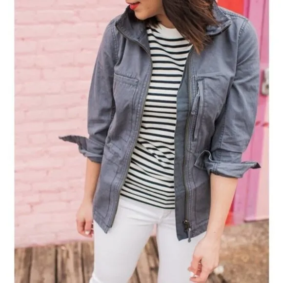 MADEWELL Gray Fleet Oversized Utility Jacket Small