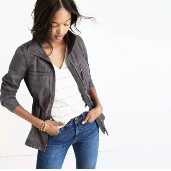 MADEWELL Gray Fleet Oversized Utility Jacket Small