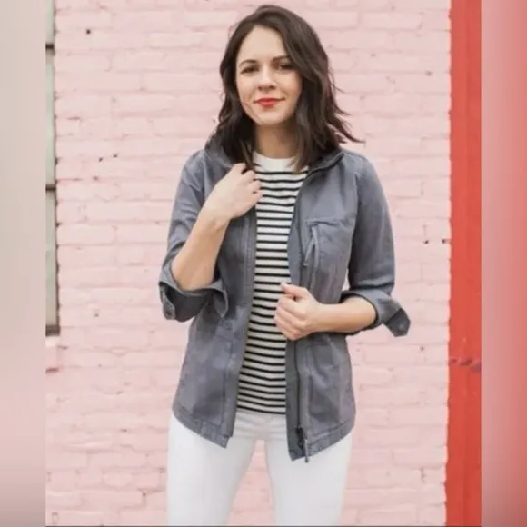 Madewell Gray Fleet Oversized Utility Jacket Women's Small Preppy Outerwear