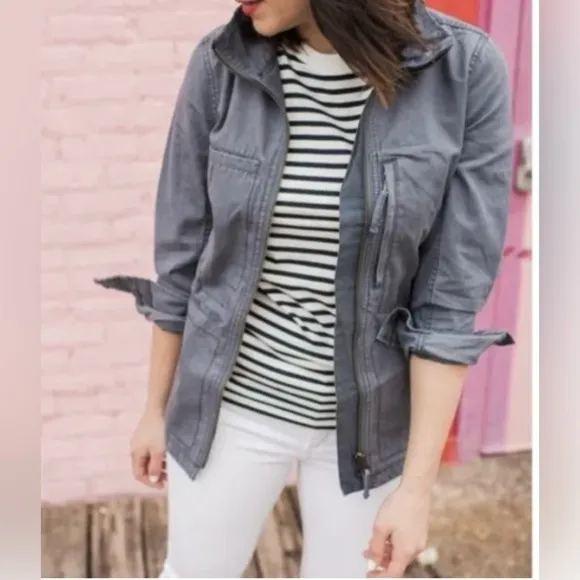 Madewell Gray Fleet Oversized Utility Jacket Women's Small Preppy Outerwear