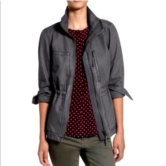 Madewell Gray Fleet Oversized Utility Jacket Women's Small Preppy Outerwear