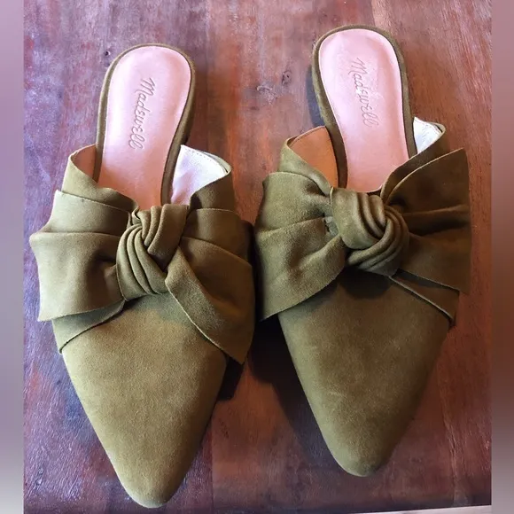 Madewell Remi Bow Mule loafers olive green