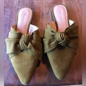 Madewell Remi Bow Mule loafers olive green