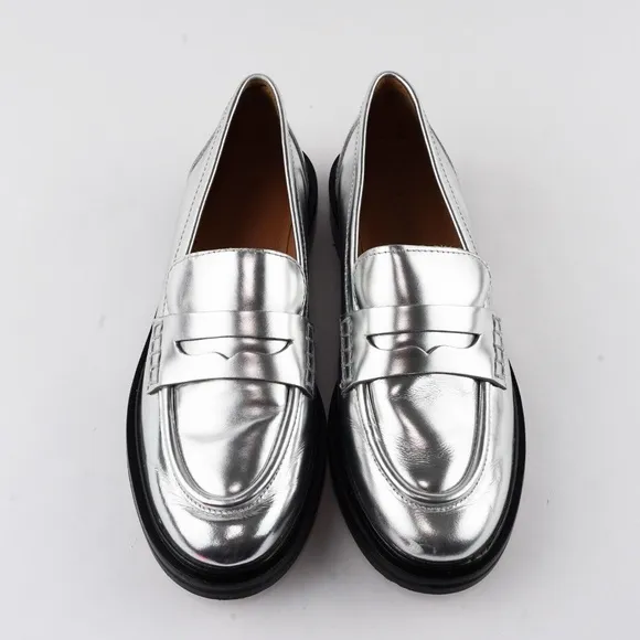 MADEWELL Size 7.5 The Vernon Loafer in Silver Mirror Leather