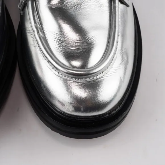 MADEWELL Size 7.5 The Vernon Loafer in Silver Mirror Leather