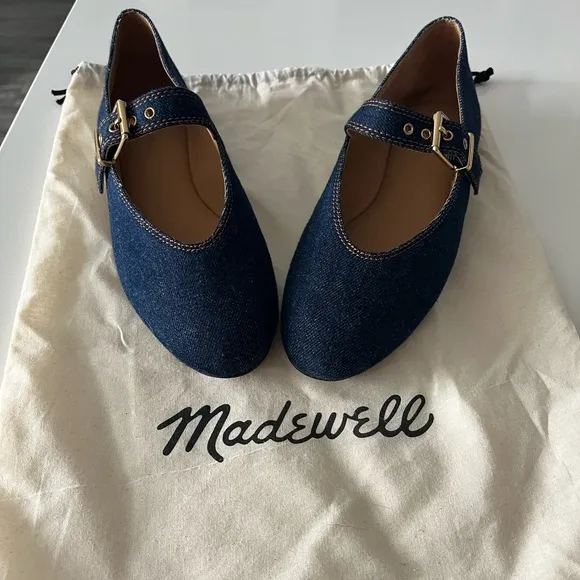Madewell The Remy Mary Jane Flat, Size 7, NIB, Dark Denim Multi
