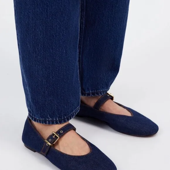 Madewell The Remy Mary Jane Flat, Size 7, NIB, Dark Denim Multi