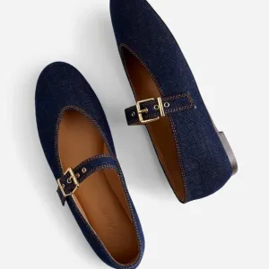 Madewell The Remy Mary Jane Flat, Size 7, NIB, Dark Denim Multi