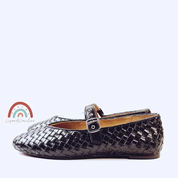 Madewell The Remy Mary Jane Woven Leather Flat in Dark Carob 9.5