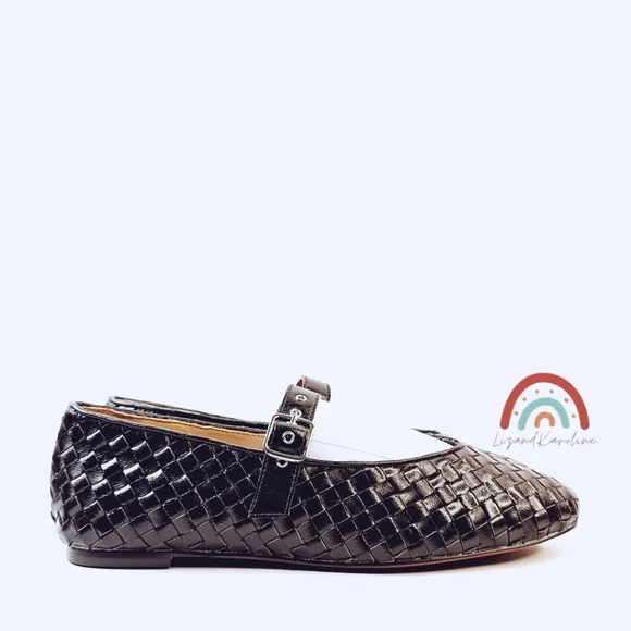 Madewell The Remy Mary Jane Woven Leather Flat in Dark Carob 9.5