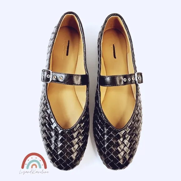 Madewell The Remy Mary Jane Woven Leather Flat in Dark Carob 9.5