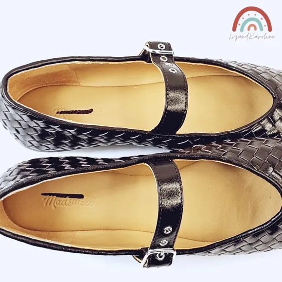 Madewell The Remy Mary Jane Woven Leather Flat in Dark Carob 9.5