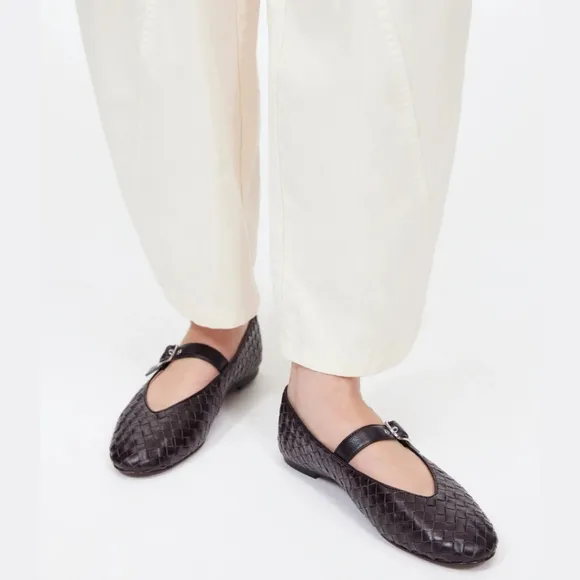Madewell The Remy Mary Jane Woven Leather Flat in Dark Carob 9.5