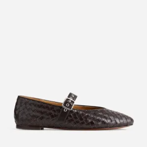 Madewell The Remy Mary Jane Woven Leather Flat in Dark Carob 9.5
