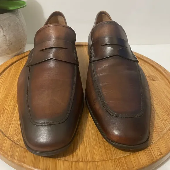 Magnanni Ramiro Leather Penny Loafer Brown Comfort Dress Shoe Size 10.5
