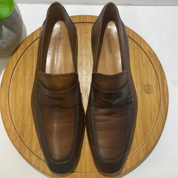 Magnanni Ramiro Leather Penny Loafer Brown Comfort Dress Shoe Size 10.5