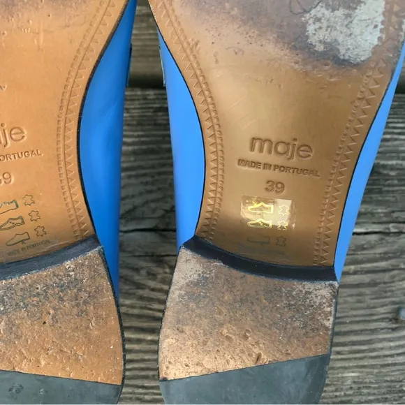 Maje Filika Blue Leather Loafers, size 39