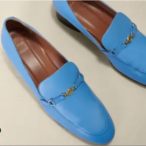Maje Filika Blue Leather Loafers, size 39