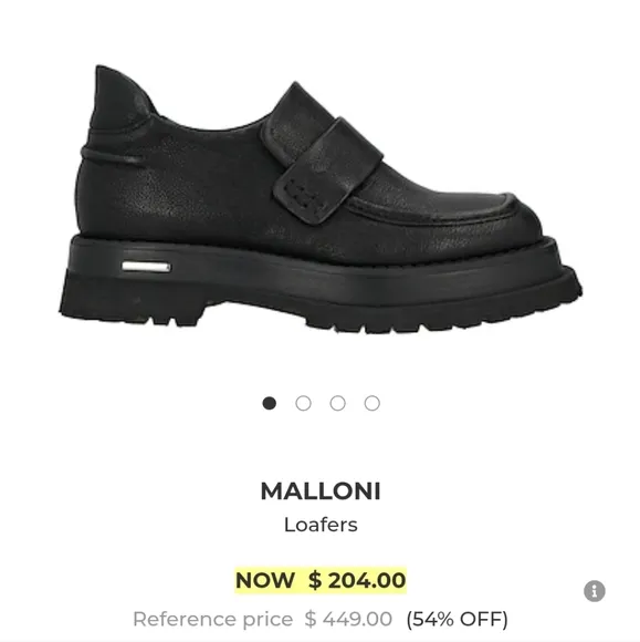 Malloni 39 8.5 black leather loafers Italy lug sole