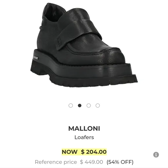 Malloni 39 8.5 black leather loafers Italy lug sole