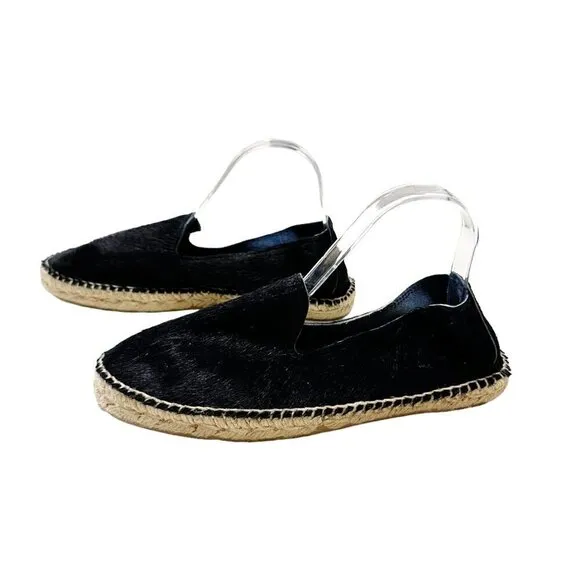 Manebi Dakota calf hair espadrilles, Size 41EU, Black calf hair