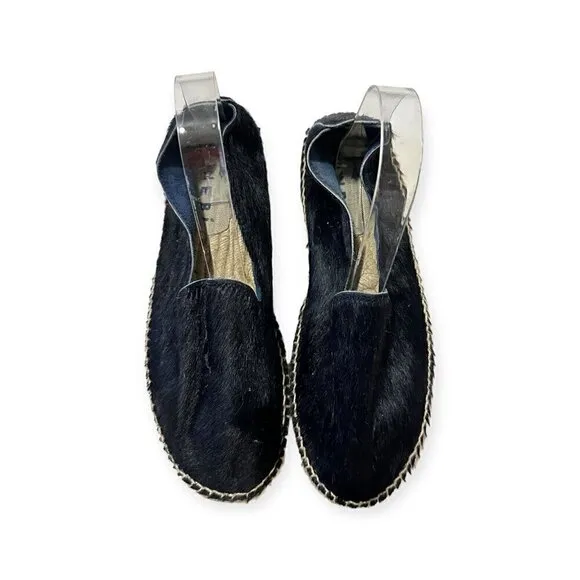 Manebi Dakota calf hair espadrilles, Size 41EU, Black calf hair