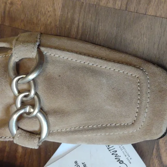 Mango sustainable leather loafers w/gold chain feature