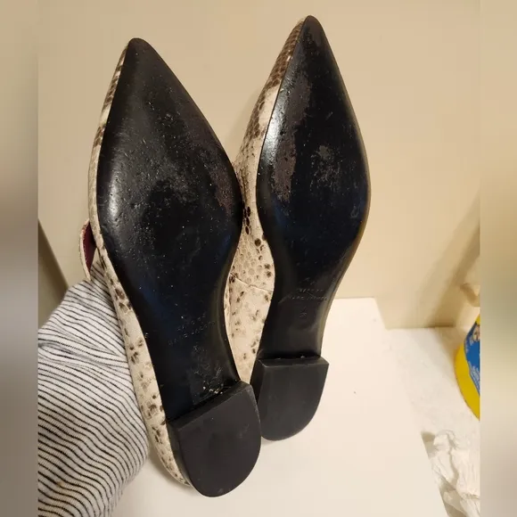 Marc by Marc Jacobs Snake Print Leather Mary Jane Pointy Flats Sz.8/38 Ret.$379