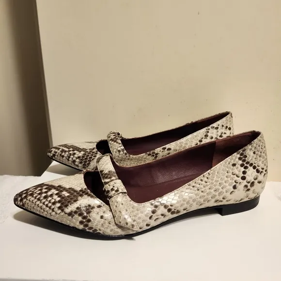 Marc by Marc Jacobs Snake Print Leather Mary Jane Pointy Flats Sz.8/38 Ret.$379