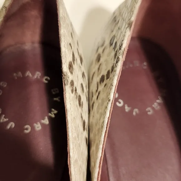 Marc by Marc Jacobs Snake Print Leather Mary Jane Pointy Flats Sz.8/38 Ret.$379