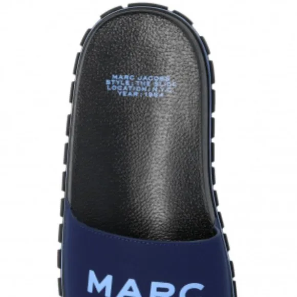 MARC JACOBS NAVY BLUE SLIDES SANDALS WITH LOGO
