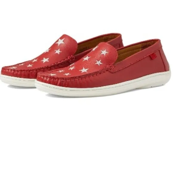 MARC JOSEPH NEW YORK Unisex Leather Driver with White Star Detail Loafer