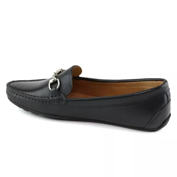Marc Joseph NY Women Slip On Horse-bit Loafers Sarasota Size US 6 Black Leather