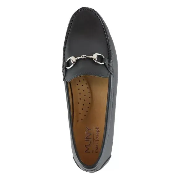 Marc Joseph NY Women Slip On Horse-bit Loafers Sarasota Size US 6 Black Leather