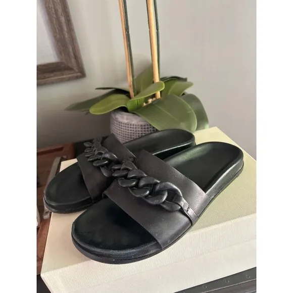 Marion Parke Christine Chain Slide Sandal Black Womens Size 37 7