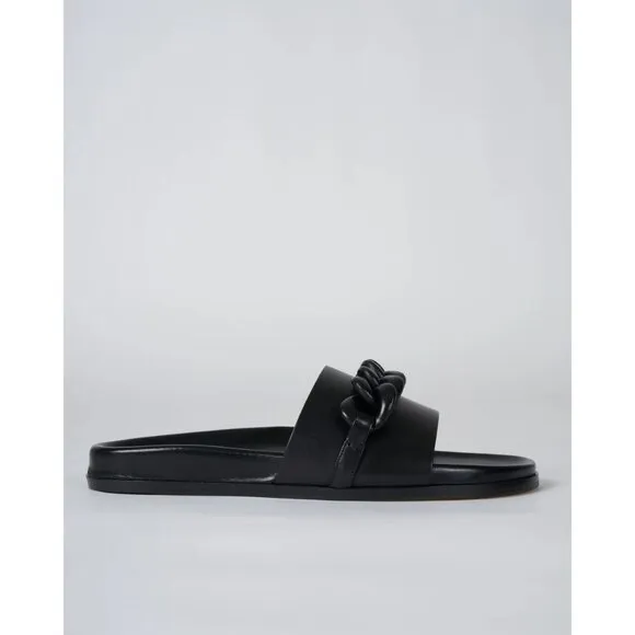 Marion Parke Christine Chain Slide Sandal Black Womens Size 37 7