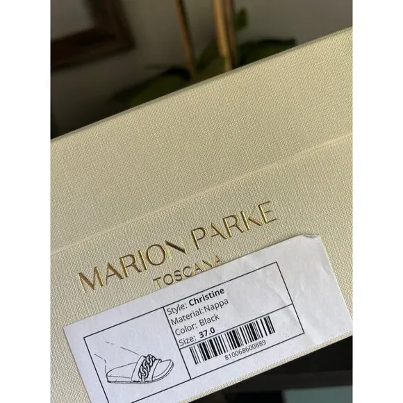 Marion Parke Christine Chain Slide Sandal Black Womens Size 37 7