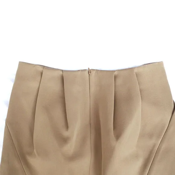 MARNI Beige Wool Mini Skirt NWT – Italian Designer Minimalist Pleated Classic