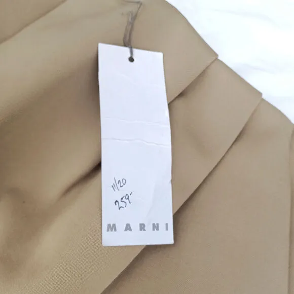 MARNI Beige Wool Mini Skirt NWT – Italian Designer Minimalist Pleated Classic