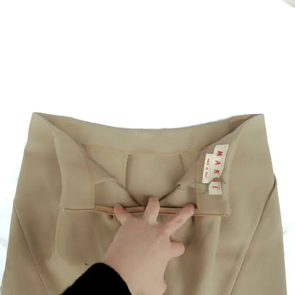 MARNI Beige Wool Mini Skirt NWT – Italian Designer Minimalist Pleated Classic